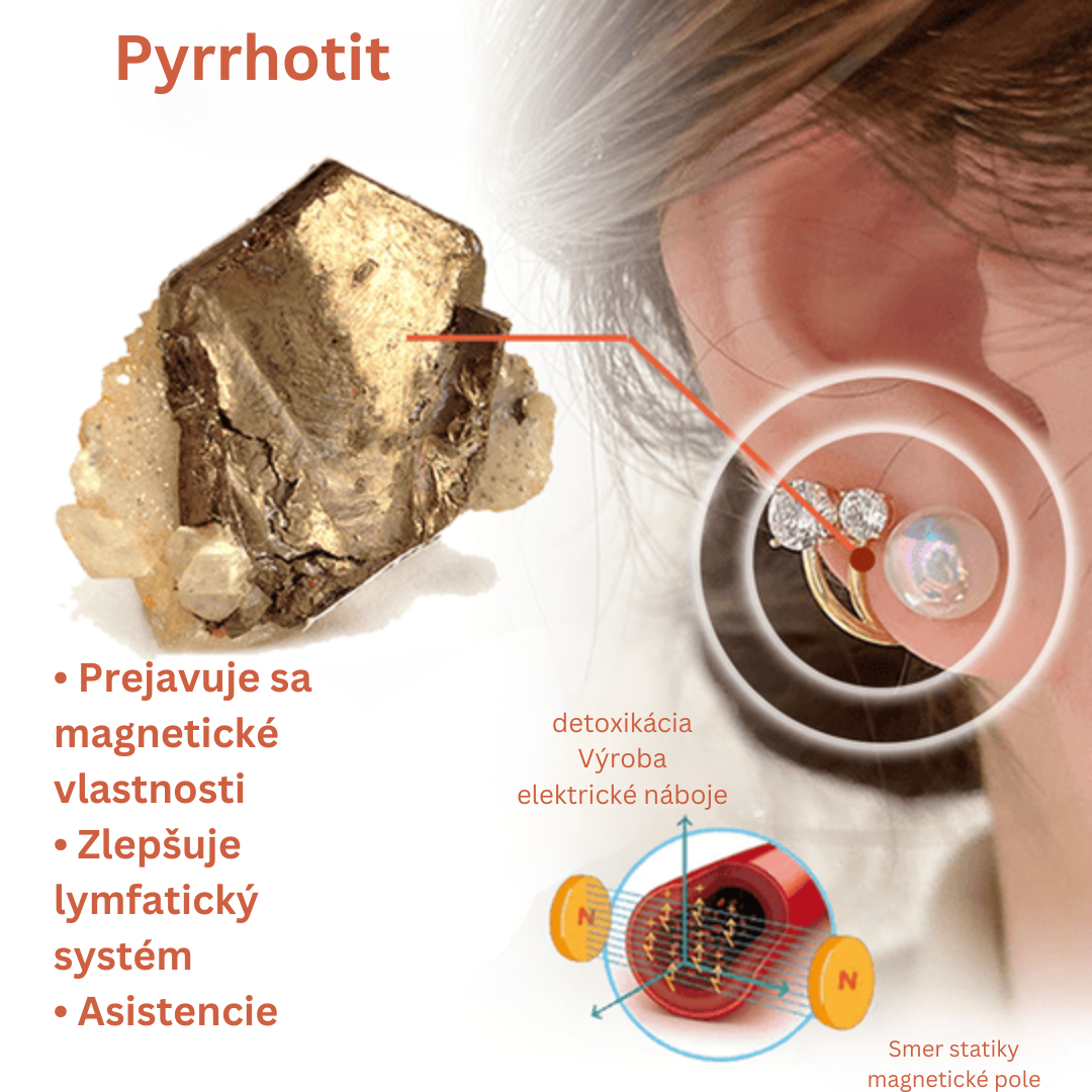 Náušnice flysmus™ Lymphvity MagneTherapy s pyrrhotitom **